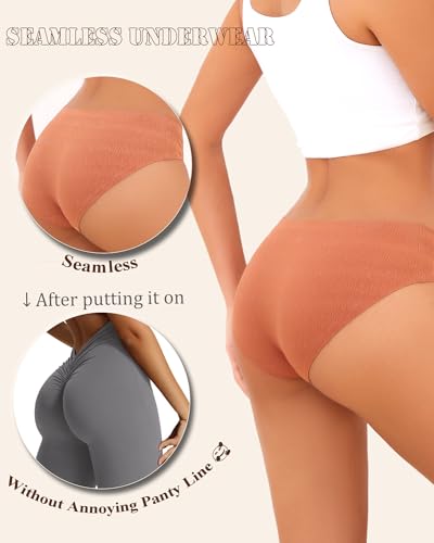 6 Pack Seamless Underwear for Women Low Rise Bikini Soft Jacquard Breathable Stretch Hipster2