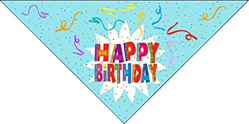 Stonehouse Collection Birthday Bandana for Dogs, Turquoise Background with Colorful Confetti, Birthday Pet Scarf for Medium to Large Dogs – Soft, Washable Polyester (Medium to Large)