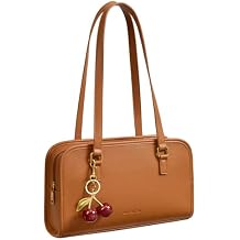 BOSTANTEN Shoulder Bag for Women Vegan Leather Purse with Cherry Charm Medium Handbag with Zipper for Daily Use