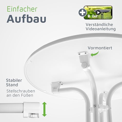 Stehtisch BeFair klappbar in Weiß, 80 cm Rund, stabiler Bartisch