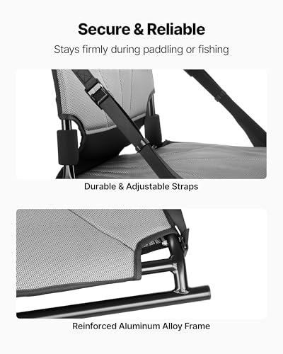 VEVOR Kayak Seat, 1 Pack 1.3" de Altura Elevada, Asiento Universal Plegable para Canoa con Soporte Ajustable para la Espalda, Correas Ajustables y Marco de Aleación de Aluminio para Kayaks Sit-on-Top, de Pesca e Inflables miniatura 5