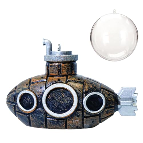 Image of JIANWEI Floating Fish Tank Decoration, Cute Retro Submarine Aquarium Decoration with Float Balls Resinous Fish Tank Accessorie Perfect for Fish and Floating Aquarium Decor(as Shown)