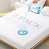 Softhour 2 Pack Twin XL Size Premium Waterproof Mattress Protector,Soft Breathable College Dorm Pad Cover,Noiseless Bed Cover - Stretch to 21''Fitted Deep Pocket Protection