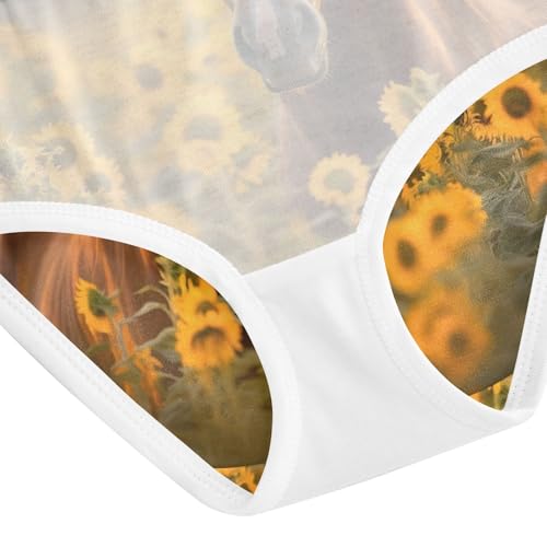 Dusk Horse Sunflowers Panties for Girls, Toddler Girl Briefs, Girls Cotton Underwear, 2–8 Years4