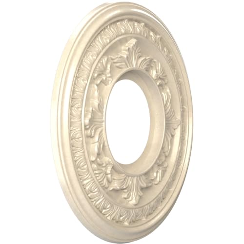 Image of Ekena Millwork CMP10BAEPE Baltimore Thermoformed PVC Ceiling Medallion (Fits Canopies up to 4 1 /4 inch), 10 inchOD x 3 1 /2 inchID x 3 /4 inchP, Universal Metallic Pearl Mist