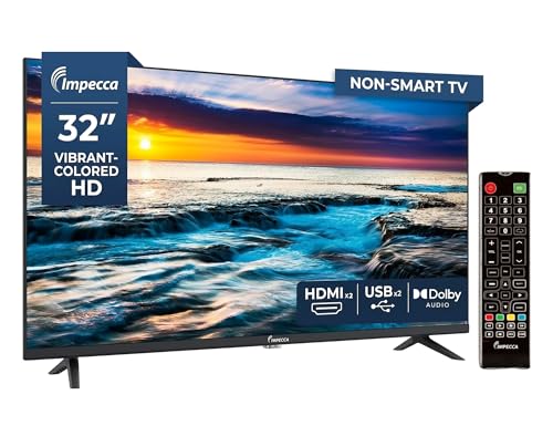 Impecca 32 LED TV Flat Screen None-Smart HD HDMI & USB Ports Full Function Remote Control Built-in Stereo Speakers Wall Mountable Frameless Design-