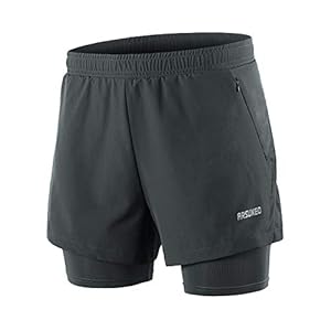 ARSUXEO Heren 2 in 1 Running Shorts Ademend Rits Pocket B202