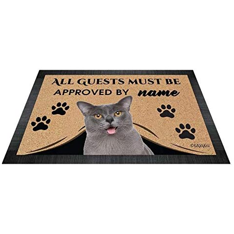 BAGEYOU All Guests Must be Approved Outdoor Doormat with My Love Dog Cat Welcome Floor Mat Custom Name 23.6" X 15.7" Cover