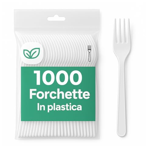 ecodrinks - 1000 Forchette di Polipropilene Riutilizzabili - Senza BPA, Resistenti ed Ergonomiche - Perfette per Catering, Eventi, Feste, Picnic e Barbecue - 16cm