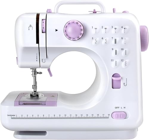 FONCOOD Nähmaschine für Anfänger mit 12 Stichmustern, Nähzubehör-Set, Elektrische Nähmaschine mit 42 Teilen, Leicht zu transportieren für DIY und Basteln