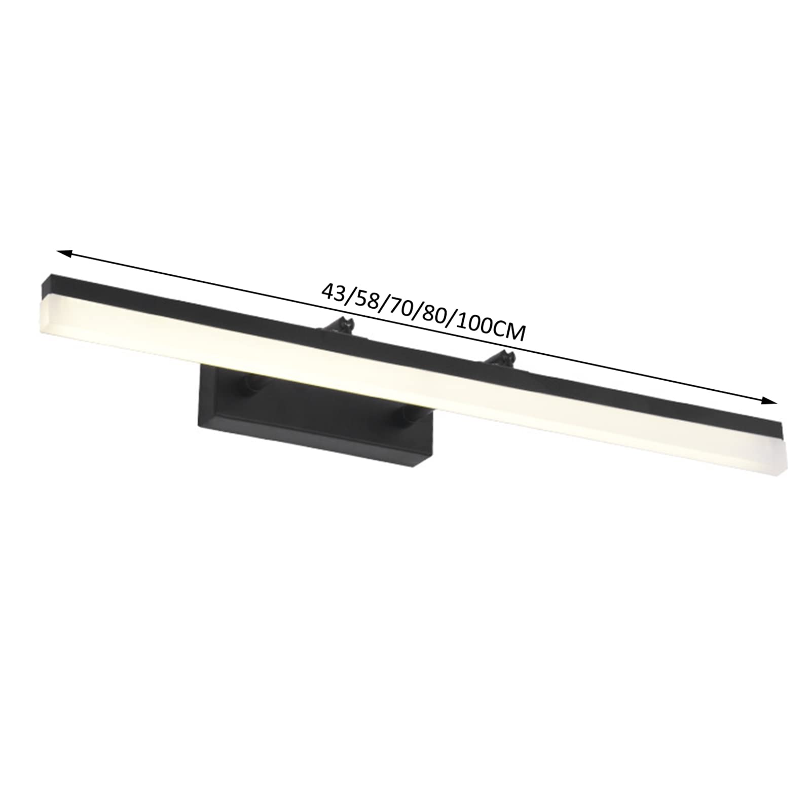 Lámparas de Espejo de Baño Luces Delanteras de Espejo Led, Lámpara de Pared de Lámpara de Gabinete de Espejo Telescópico Negro a Prueba de Humedad Antivaho para Apartamento de Hotel/White Lig
