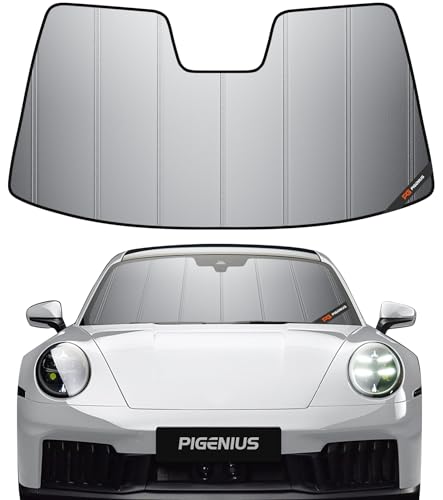 Pigenius Windshield Sunshade for Porsche 911 (997 Gen) 2005-2012, Premium Grey Leather Finish