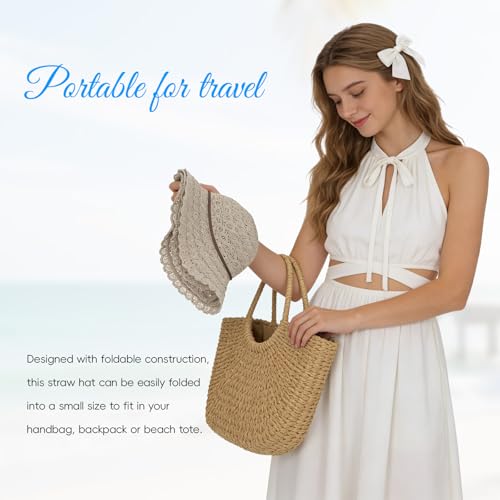Sombrero de playa para mujer con ala ancha flexible miniatura 5