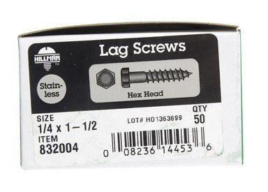 Vis à tête hexagonale inox 6,35x38mm Hillman Group pour fixations de structures