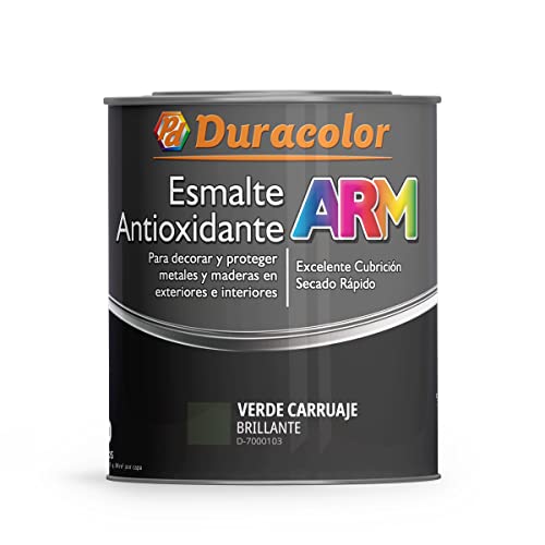 Esmalte Antioxidante ARM - Color Verde Carruaje - 4 Litros - Superficie Exterior e Interior - Acabado Brillante y de Rápido Secado - Excelente Dureza y Resistencia - Duracolor