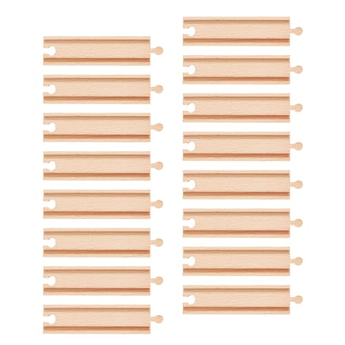 16 St&uuml;ck Holzeisenbahnschienen, 16,4cm Gleisverbinder Holz Gleisverbinder Holzeisenbahn Gerade Kompatibel mit den Meisten Eisenbahnschienen Eisenbahnspielzeug f&uuml;r Kinder Jungen M&auml;dchen