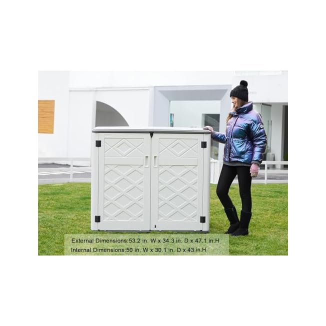 KINYING Larger Outdoor Storage Shed Weather Resistance Horizontal Storage Box Waterproof Garden Backyards