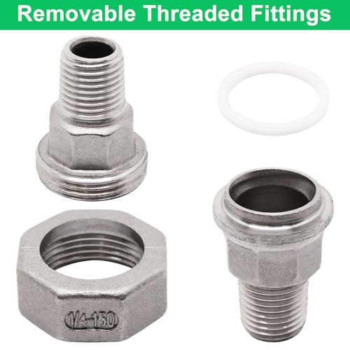 Image of 2Pcs Cast Pipe Fittings Union, 1 /4 inch NPT Male x 1 /4 inch NPT Male Thread 304 Stainless Steel Hex Head for Industrial, Class 150