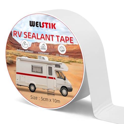WELSTIK Ruban d'étanchéité de réparation de toit de camping-car, blanc, 5 cm x 10 m, résistant aux UV