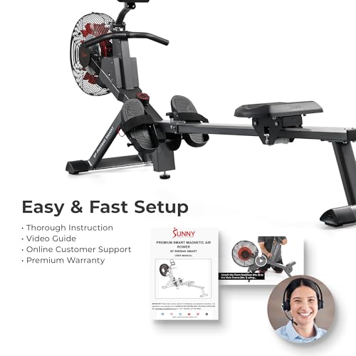 Sunny Health & Fitness Premium Smart Air + Magnetic Rower for Training - image 7