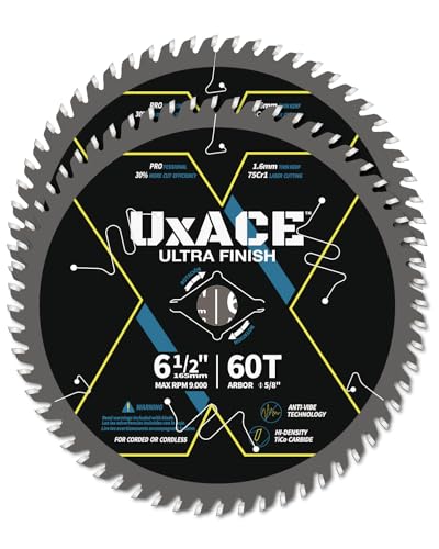 UXACE 6-1/2-Inch 60-Tooth Circular Saw Blade 2-Pack