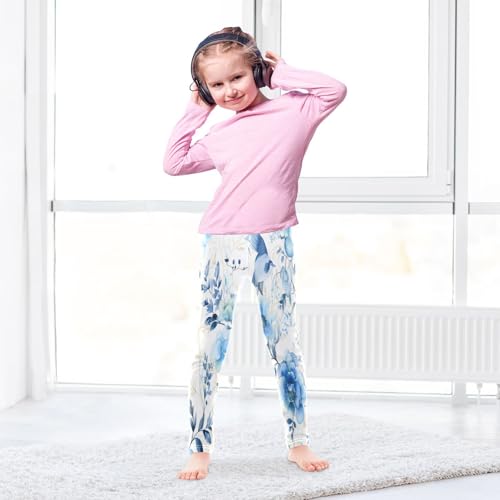 Bolaz Toddler Girls Leggings Printed Yoga Pants Leggings Blue Painting Flower for Kids4