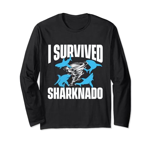 Sono sopravvissuto a Sharknado - Shark Lover Marine Biologo Oceano Maglia a Manica
