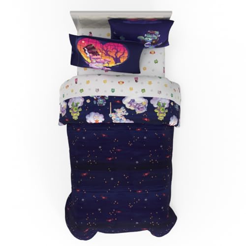 Image of Care Bears x Universal Monsters Halloween Bedding 5 Piece Super Soft Cozy Reversible Comforter and Sheet Set with Sham, Twin, (Officially Licensed Product) By Franco
