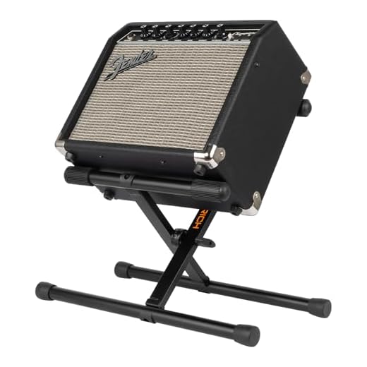 STRICH Folding Guitar Amplifier Stand,Middle Profile Guitar Combo Speaker Stand,X-Amp Stand,Fully Collapsible,Black,SAT-02