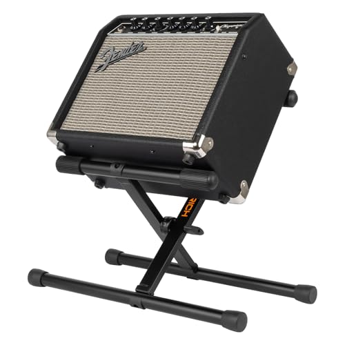 STRICH Amp Guitar Stand, Middle Profile Guitar Combo Speaker Stand, X-Shape Folding Amplifier Stand, Fully Collapsible, Black, SAT-02