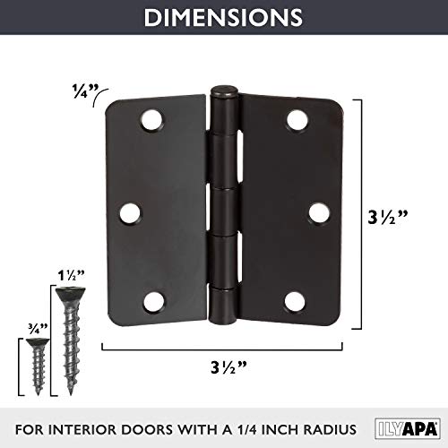 Ilyapa 18 Pack Oil Rubbed Bronze Door Hinges - 3.5 X 3.5 Inch Interior Door Hinges For Doors Oil Rubbed Bronze Door Hinges With 1/4" Radius Corners #TOP1