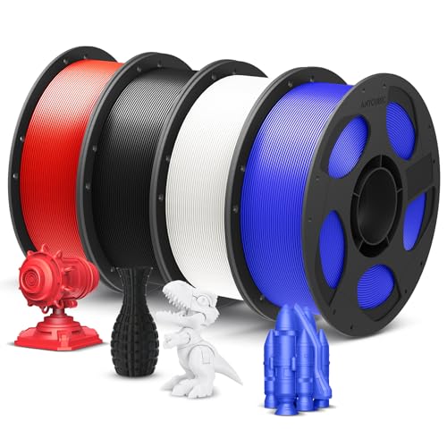 Image of ANYCUBIC PLA Plus (PLA+), 3D Printer Filament 1.75mm Bundle, High Toughness, Dimensional Accuracy + /- 0.02mm, Print with Most FDM 3D Printers, 4 Pack 1KG Reusable Spool, Black, White, Blue, Red