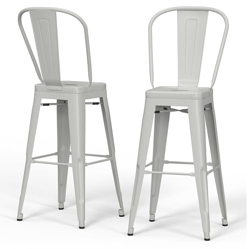 SIMPLIHOME Butaco Metal Blanco Modelo AXCFLECS24-WH Altura Asiento 24 pulgadas Set de 2 miniatura 1