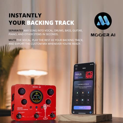 Image of MOOER VE200 Vocal Multi Effects Processor with AI StemLab, Touch Screen