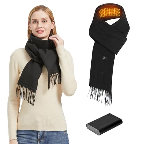 vapesoon Modischer und warmer Unisex-Heizschal mit 6000mAh Batterie - Ideal zum Spazierengehen, Campen, Arbeiten, Thanksgiving, Weihnachten und mehr (Schwarz)