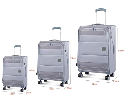 Image of American Tourister Philly TSA Soft-Sided Suitcase 8 Wheels |Anti-Theft Zippers| Luggage Trolley (Grey, Large 82 cm)