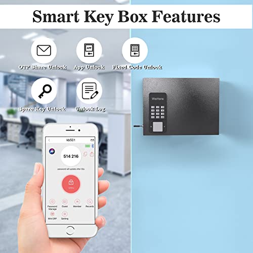 16 Key Cabinet Organizer,Metal Key Lock Box Wall Mount Use Otp Technology Unlock,Fixed Password/Bluetooth Unlock, App Remotely Generates Pin Codes Without Internet,Great For Key Hook & Storage #TOP1