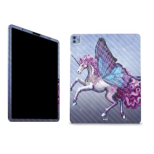Image of MightySkins Carbon Fiber Skin Compatible with Apple iPad Pro 12.9 inch M2 6th Gen (2022) Full Wrap Kit - Lilac Unicorn | Protective, Durable Textured Carbon Fiber Finish | Easy to Apply | Made in The USA
