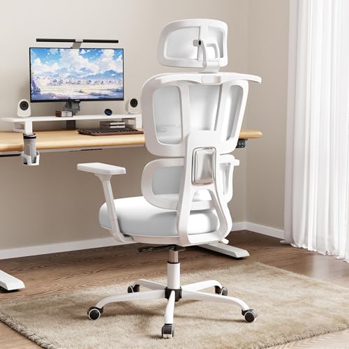 XUEGW Office Chair Ergonomic Desk Chair with Lumbar Support and Headrest, Thick Cushion Mesh Computer Chair with Armrest and Tilt Lock, High Back Home Office Desk Chairs for Men Women