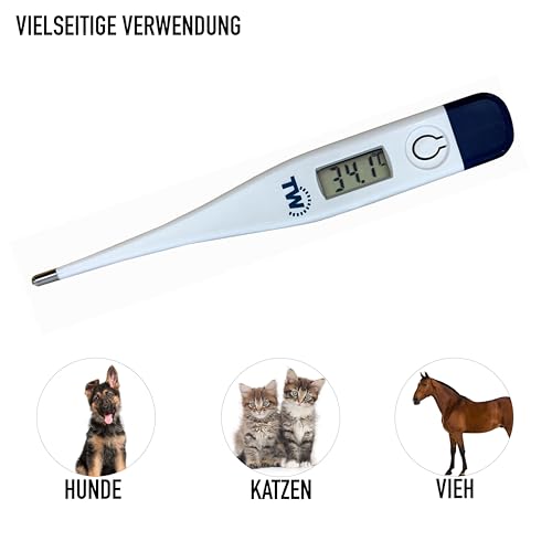 Digitales Tier-Thermometer für Haustierbesitzer von Hunden, Katzen, Pferden, Tieren, mit kostenloser Veterinary Hobday's Spec Chart