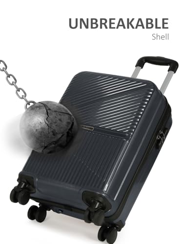 Image of Teakwood Small Size 8 Wheels Trolley Bag, Hard Cabin with Zipper Closure, Adjustable Push Button & Cross Side Strap, Number Lock System 360 Degree (Small, Grey)