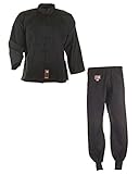 Farbe: schwarz Ju-Sports Kung Fu Anzug Schwarz, Cotton 170 I Solider Kampfanzug im klassischen Schnitt I Mit Kordelknöpfen & Bündchenhose mit Elasikbund I 100% Baumwolle