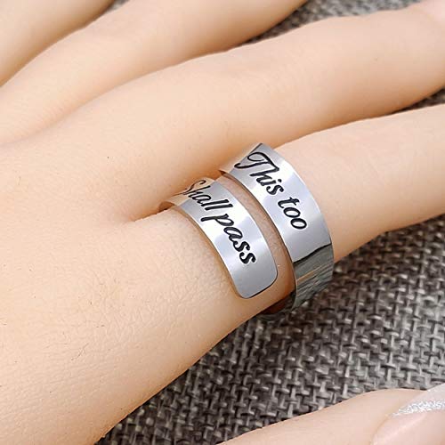 Hofoya Adjustable Inspirational This Too Shall Pass Rings Gifts For Women Or Men,Stainless Steel Engraving Rings,Motivational Gift,Birthday Valentines Gifts Idea For Teen Girls. #TOP3