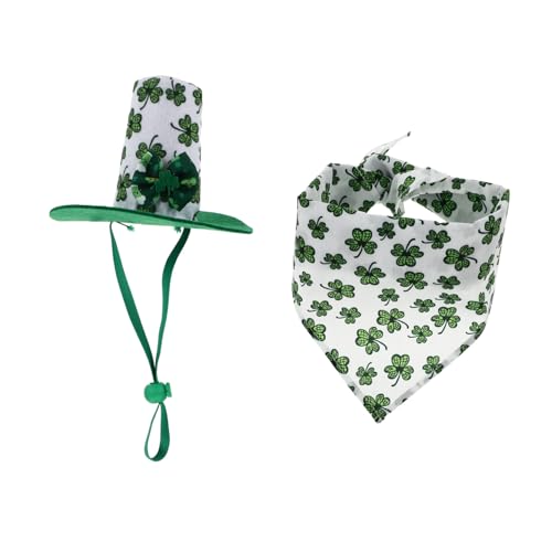 1 セット ペット帽子スカーフ よだれかけ 猫の車輪 猫のおもちゃ 猫フィーダー 猫ネッカチーフ 愛らしい猫の帽子 ペット用品 パーティーの 綿ポリエステル Green ノーブランド品