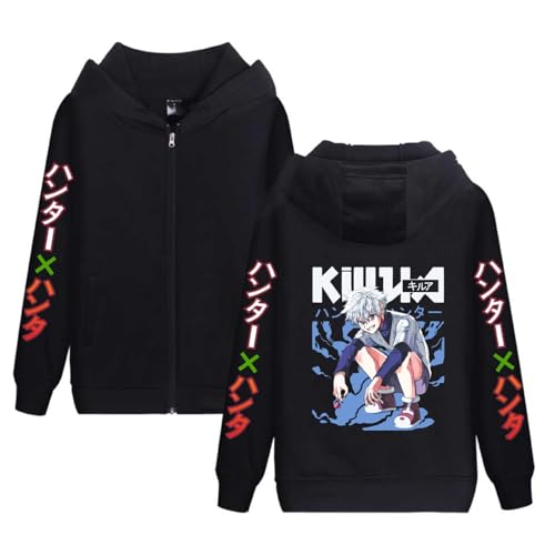 Yoedoa Suéter con Cremallera Y Capucha De Animación Japonesa, Suelto, Estampado De Alta Definición, Estilo Casual Neutro (Black 2,S)