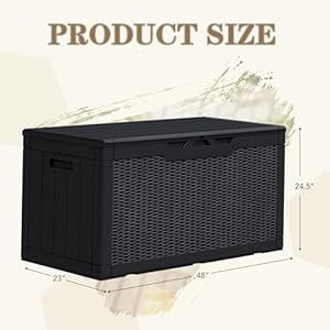 GUNJI 100 Gallon Resin Deck BoxOutdoor Large Storage BoxWeatherproof and UV ResistantLockable Storage Container for Patio FurnitureGarden ToolsPool Supplies Black