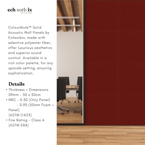 Image of MMT Acoustix Premium Felt Acoustic Panels for Offices, Bedrooms & Studios | Sustainable PET Felt Panels for Echo Reduction & Sound Absorption | 1x1 Ft, 9mm Thick | Wine - Pack of 16