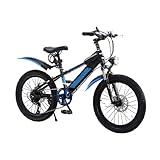KLYso Bicicleta For Niños 18-20-22-24 Pulgadas, 6 Velocidades, Acero Al Carbono, Freno Disco Doble Delantero Y Trasero, Altura Ajustable, Carga Máxima 90 Kg(BKC,22 Inches)
