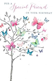 Cards Galore Special Friend Birthday Card - Multicoloured Butterflies with Foil 7.75x5.25"