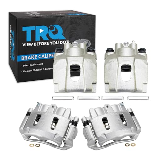 Image of TRQ Front and Rear Brake Caliper Set Zinc Coated Brackets Compatible with 2001 Ford Explorer 2001 Mercury Mountaineer